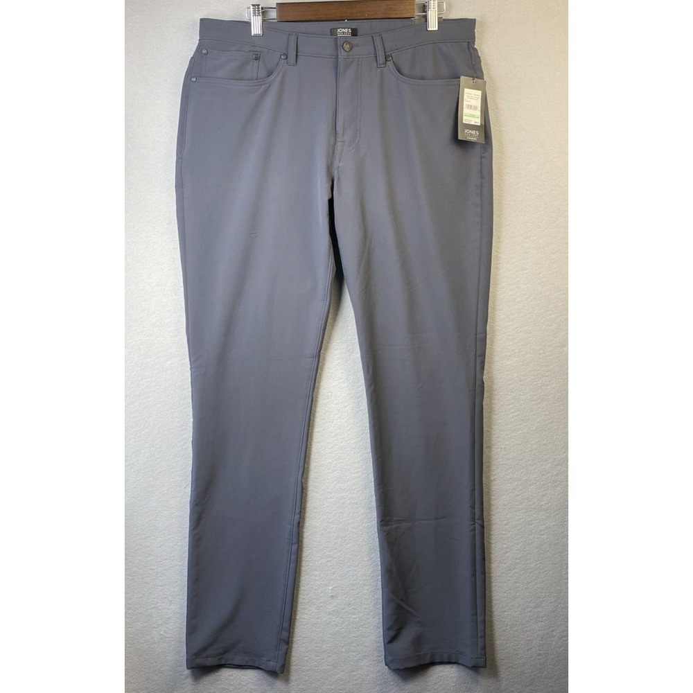 Jones New York Modern Slim Dress Pants Mens 34x34 Grey 5-Pocket Wrinkle Free New